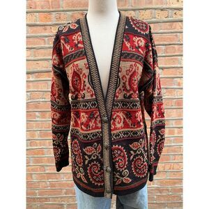 Vintage Pendleton Sweater Womens L Black Colorful Argyle Grandpa Academia Wool